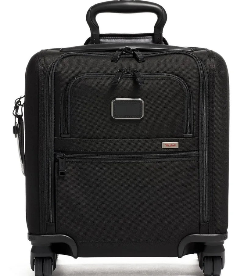 London Luggage Softside Luggage-Alpha 3 Compact 4 Wheeled Brief- Black