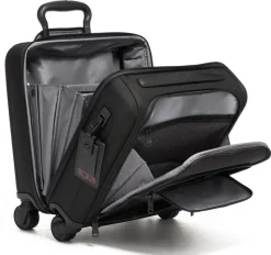 London Luggage Softside Luggage-Alpha 3 Compact 4 Wheeled Brief- Black
