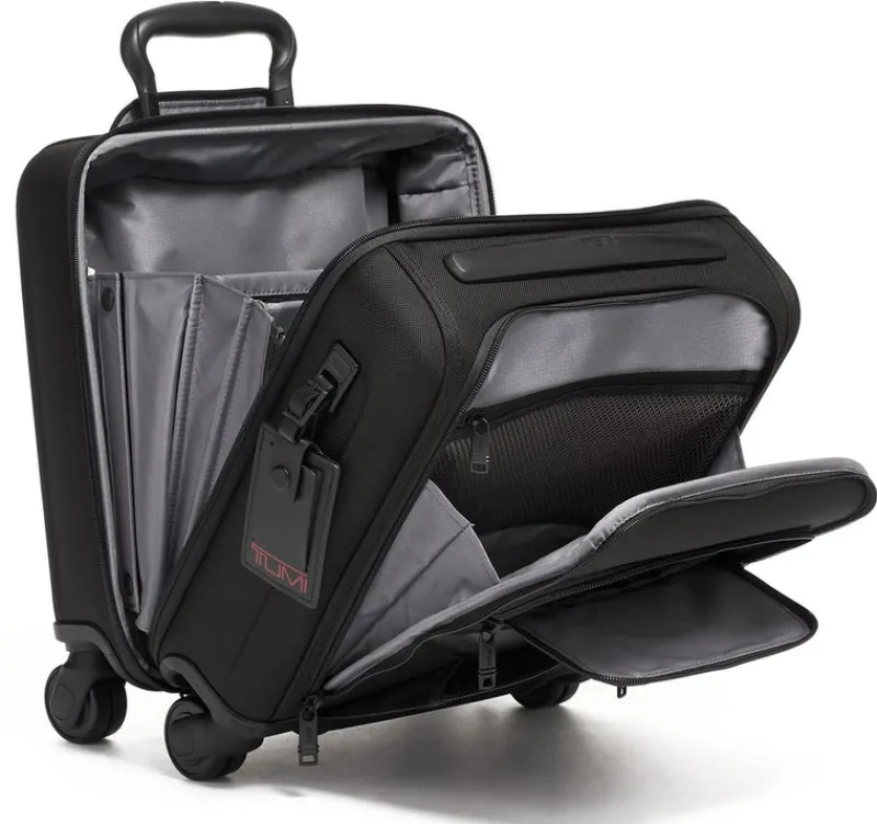 London Luggage Softside Luggage-Alpha 3 Compact 4 Wheeled Brief- Black