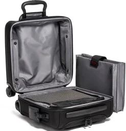 London Luggage Softside Luggage-Alpha 3 Compact 4 Wheeled Brief- Black