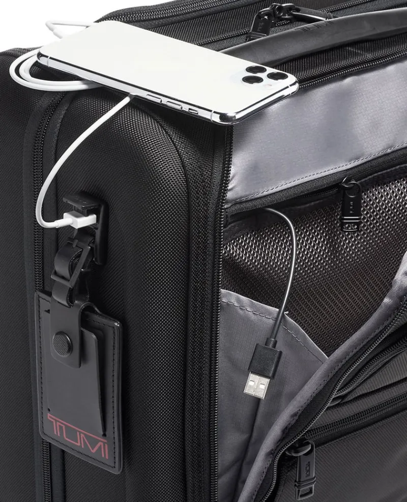 London Luggage Softside Luggage-Alpha 3 Compact 4 Wheeled Brief- Black