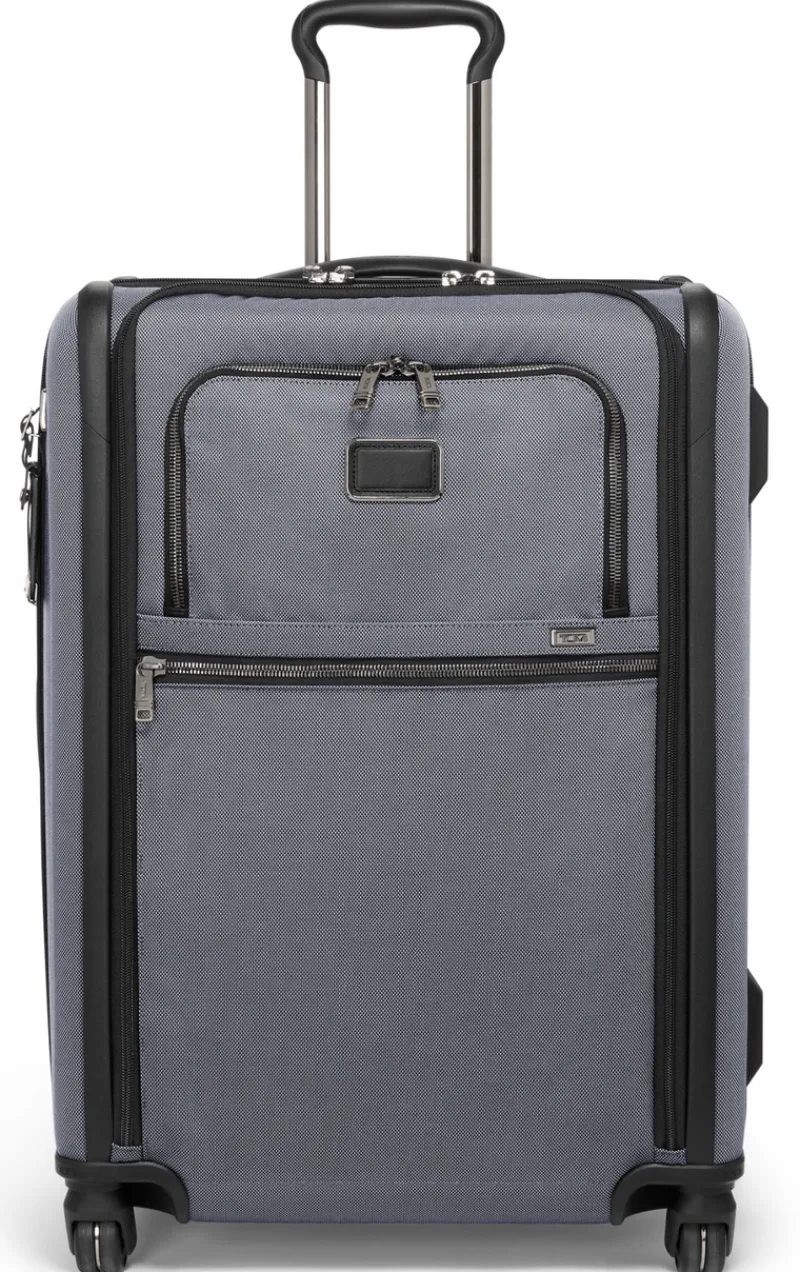 London Luggage Spinner (4 Wheel) | Softside Luggage-ALPHA X Short Trip 4 Wheeled Expandable Checked Luggage 66cm - Meteor Grey