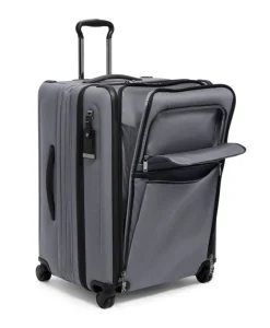 London Luggage Spinner (4 Wheel) | Softside Luggage-ALPHA X Short Trip 4 Wheeled Expandable Checked Luggage 66cm - Meteor Grey