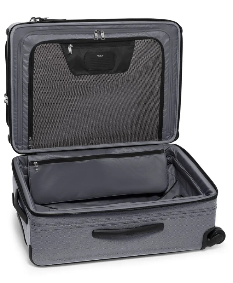 London Luggage Spinner (4 Wheel) | Softside Luggage-ALPHA X Short Trip 4 Wheeled Expandable Checked Luggage 66cm - Meteor Grey