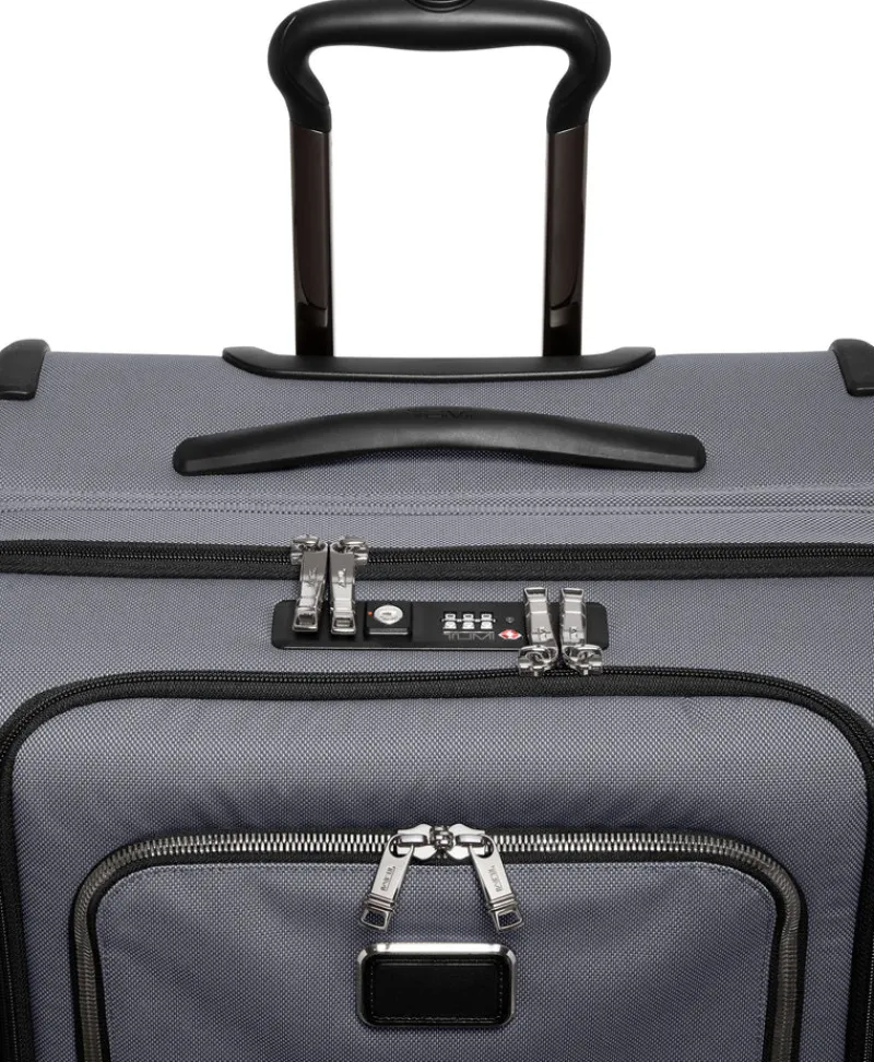 London Luggage Spinner (4 Wheel) | Softside Luggage-ALPHA X Short Trip 4 Wheeled Expandable Checked Luggage 66cm - Meteor Grey