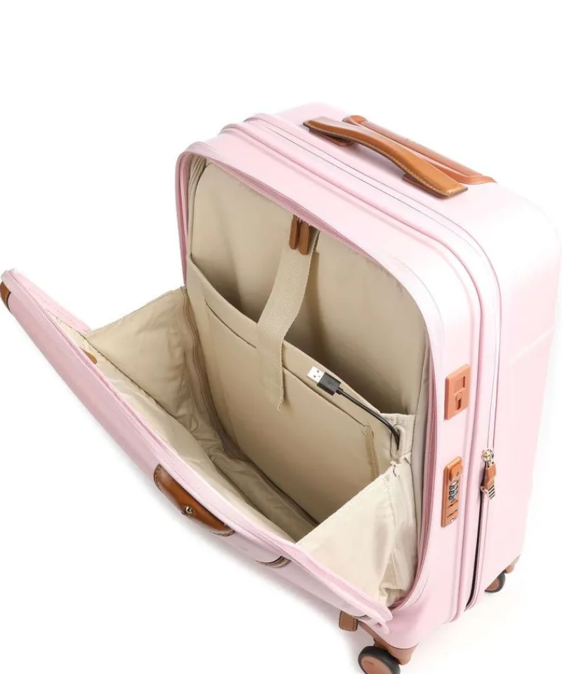 Brics Hardside Luggage | Spinner (4 Wheel)-Bellagio 2 Trolley 55cm with Front Pocket - Pink