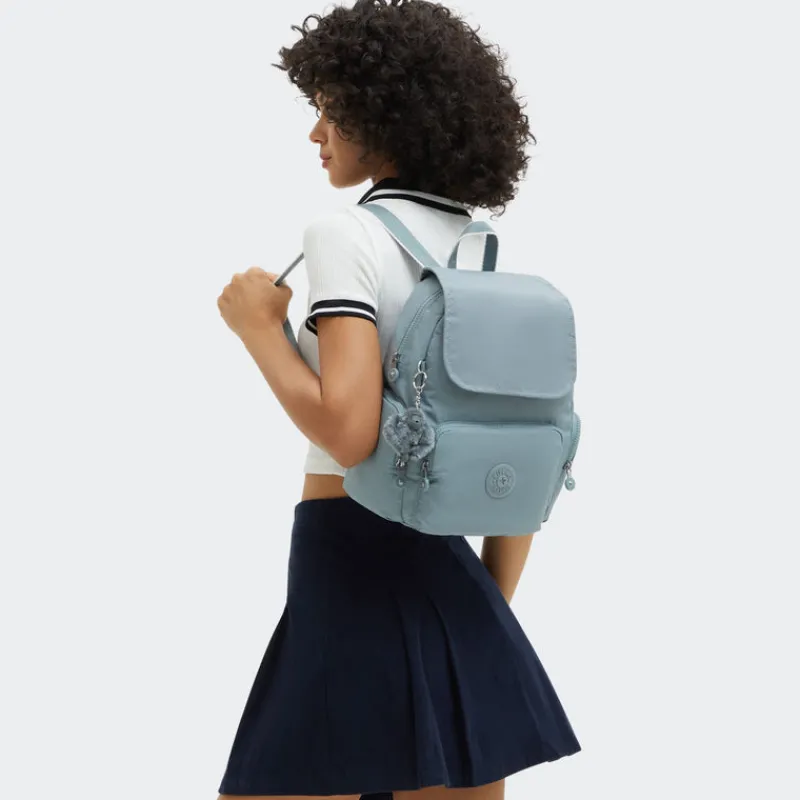 Kipling Backpacks-City Zip S Small Backpack with Adjustable Straps - Relaxed Grey (blue)