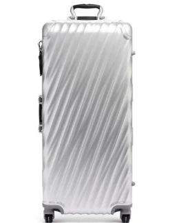 London Luggage Spinner (4 Wheel) | Aluminium Luggage-19 Degree Aluminium (87cm) Rolling Trunk 4 wheeled - Silver