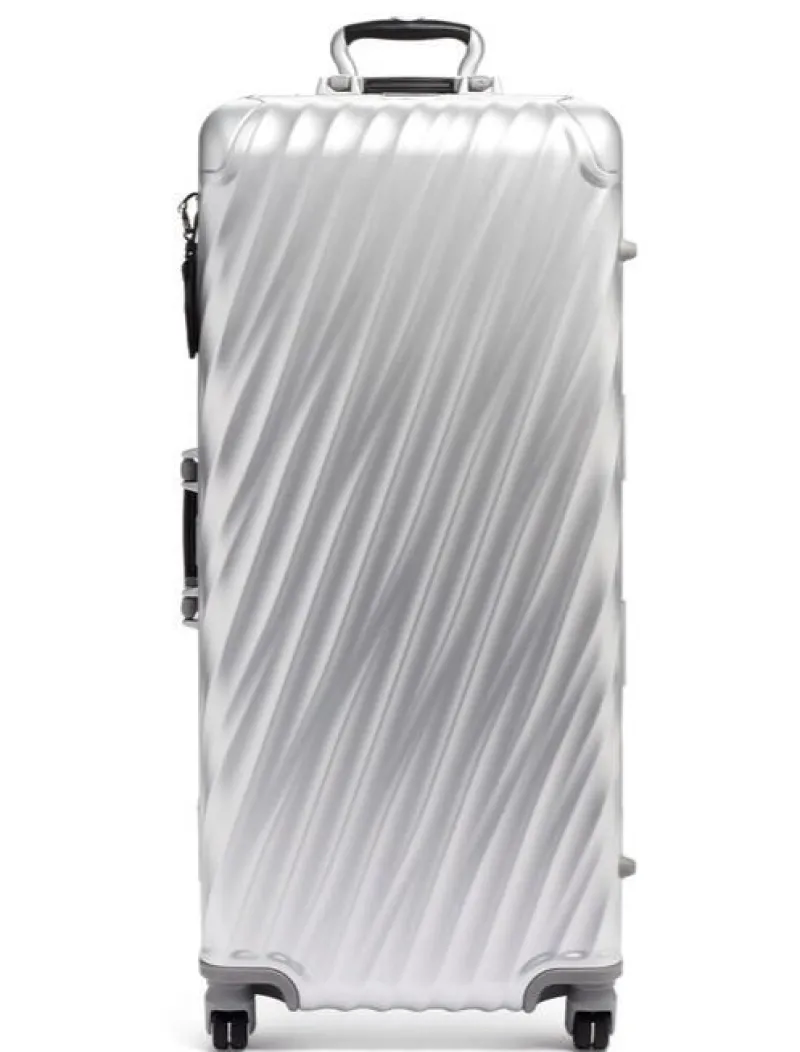 London Luggage Spinner (4 Wheel) | Aluminium Luggage-19 Degree Aluminium (87cm) Rolling Trunk 4 wheeled - Silver