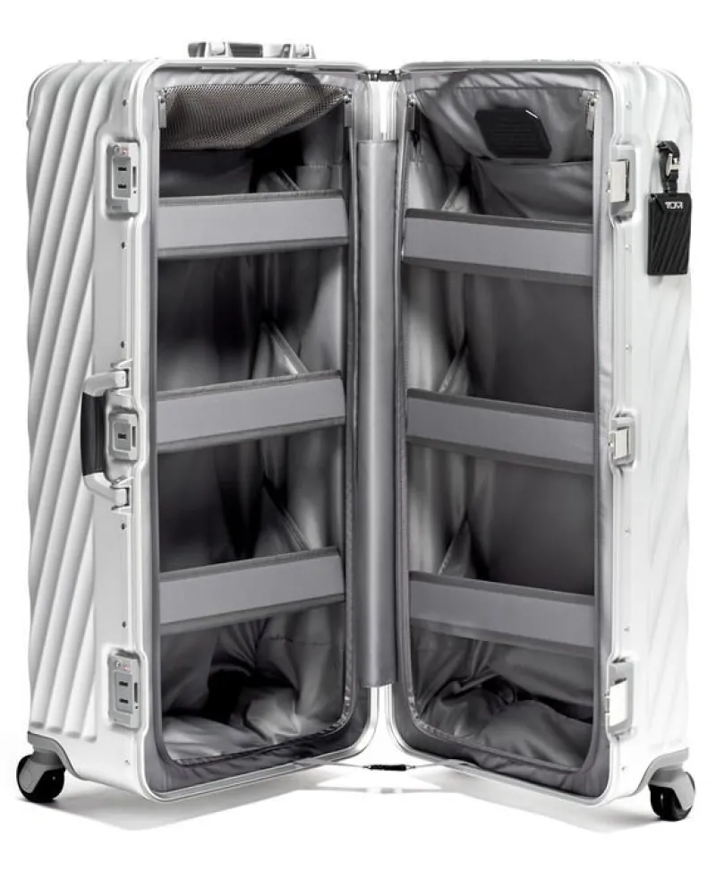 London Luggage Spinner (4 Wheel) | Aluminium Luggage-19 Degree Aluminium (87cm) Rolling Trunk 4 wheeled - Silver