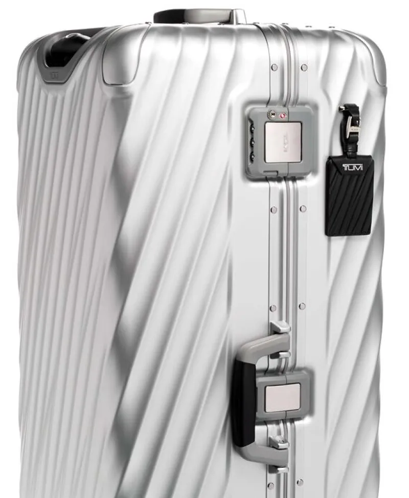 London Luggage Spinner (4 Wheel) | Aluminium Luggage-19 Degree Aluminium (87cm) Rolling Trunk 4 wheeled - Silver