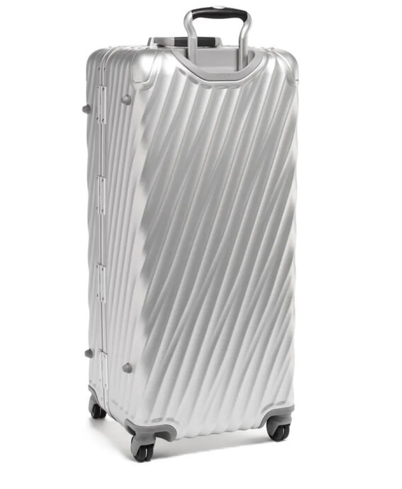 London Luggage Spinner (4 Wheel) | Aluminium Luggage-19 Degree Aluminium (87cm) Rolling Trunk 4 wheeled - Silver