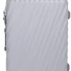 London Luggage Spinner (4 Wheel) | Hardside Luggage-19 Degree Frame Short Trip 4 Wheeled Checked Luggage 66cm - Pearl Grey
