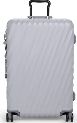 London Luggage Spinner (4 Wheel) | Hardside Luggage-19 Degree Frame Short Trip 4 Wheeled Checked Luggage 66cm - Pearl Grey