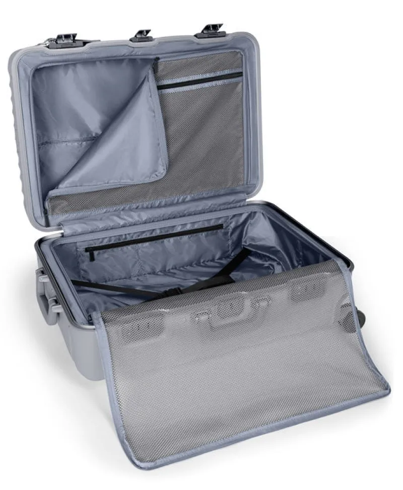 London Luggage Spinner (4 Wheel) | Hardside Luggage-19 Degree Frame Short Trip 4 Wheeled Checked Luggage 66cm - Pearl Grey