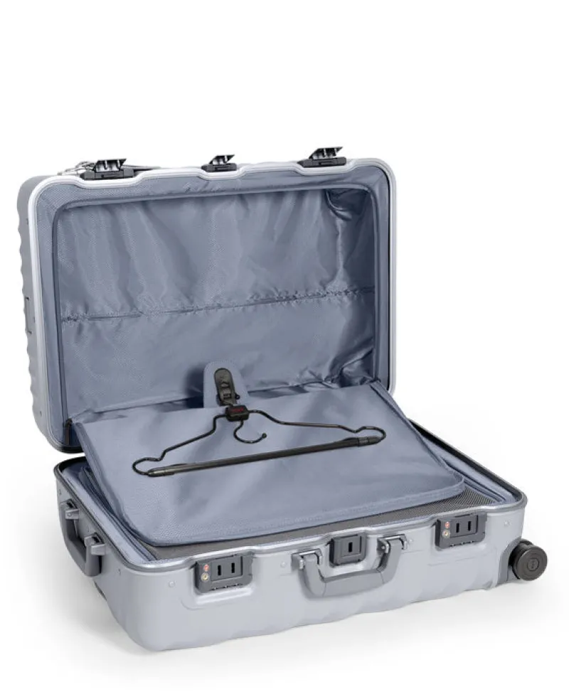 London Luggage Spinner (4 Wheel) | Hardside Luggage-19 Degree Frame Short Trip 4 Wheeled Checked Luggage 66cm - Pearl Grey