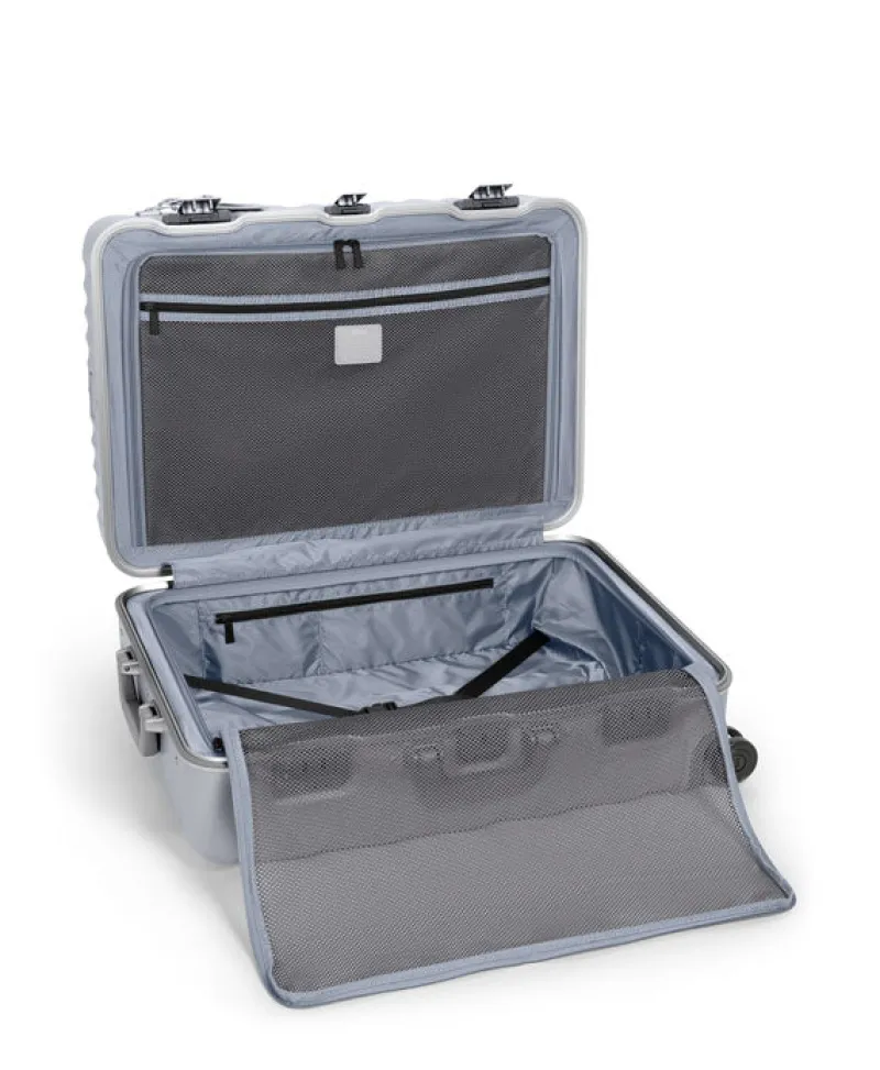 London Luggage Spinner (4 Wheel) | Hardside Luggage-19 Degree Frame Short Trip 4 Wheeled Checked Luggage 66cm - Pearl Grey