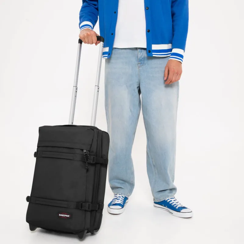 Eastpak Upright (2 Wheel) | Cabin Luggage-TRANSIT'R Small Trolley - Black (Black)