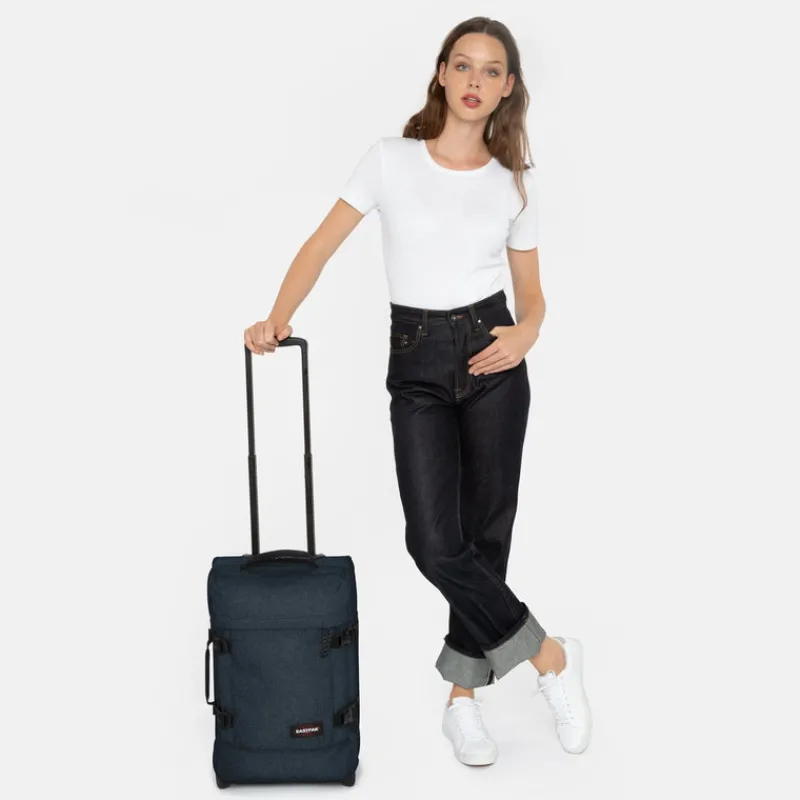 Eastpak Upright (2 Wheel) | Softside Luggage-Tranverz Cabin Upright S- Triple Denim