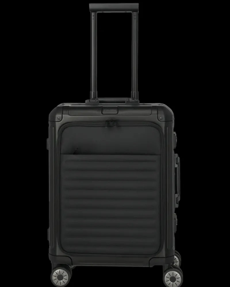 Travelite Spinner (4 Wheel) | Aluminium Luggage-Next Spinner (4 wheels) 55cm with Front Pocket - Black