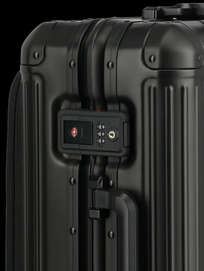 Travelite Spinner (4 Wheel) | Aluminium Luggage-Next Spinner (4 wheels) 55cm with Front Pocket - Black