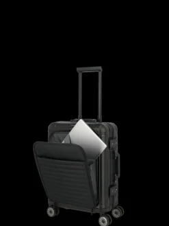 Travelite Spinner (4 Wheel) | Aluminium Luggage-Next Spinner (4 wheels) 55cm with Front Pocket - Black