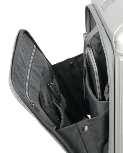 Travelite Spinner (4 Wheel) | Aluminium Luggage-Next Spinner (4 wheels) 55cm with Front Pocket - Silver