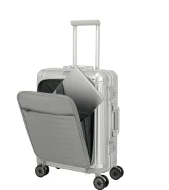 Travelite Spinner (4 Wheel) | Aluminium Luggage-Next Spinner (4 wheels) 55cm with Front Pocket - Silver