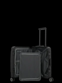 Travelite Spinner (4 Wheel) | Aluminium Luggage-Next Spinner (4 wheels) 55cm with Front Pocket - Black