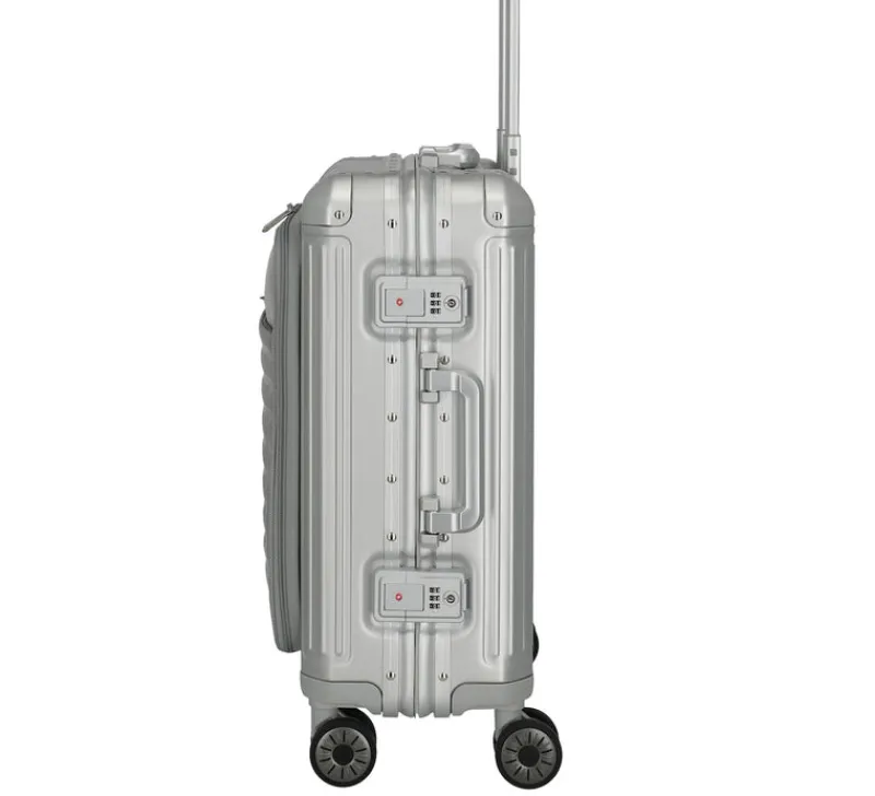 Travelite Spinner (4 Wheel) | Aluminium Luggage-Next Spinner (4 wheels) 55cm with Front Pocket - Silver