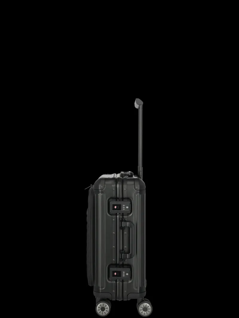 Travelite Spinner (4 Wheel) | Aluminium Luggage-Next Spinner (4 wheels) 55cm with Front Pocket - Black