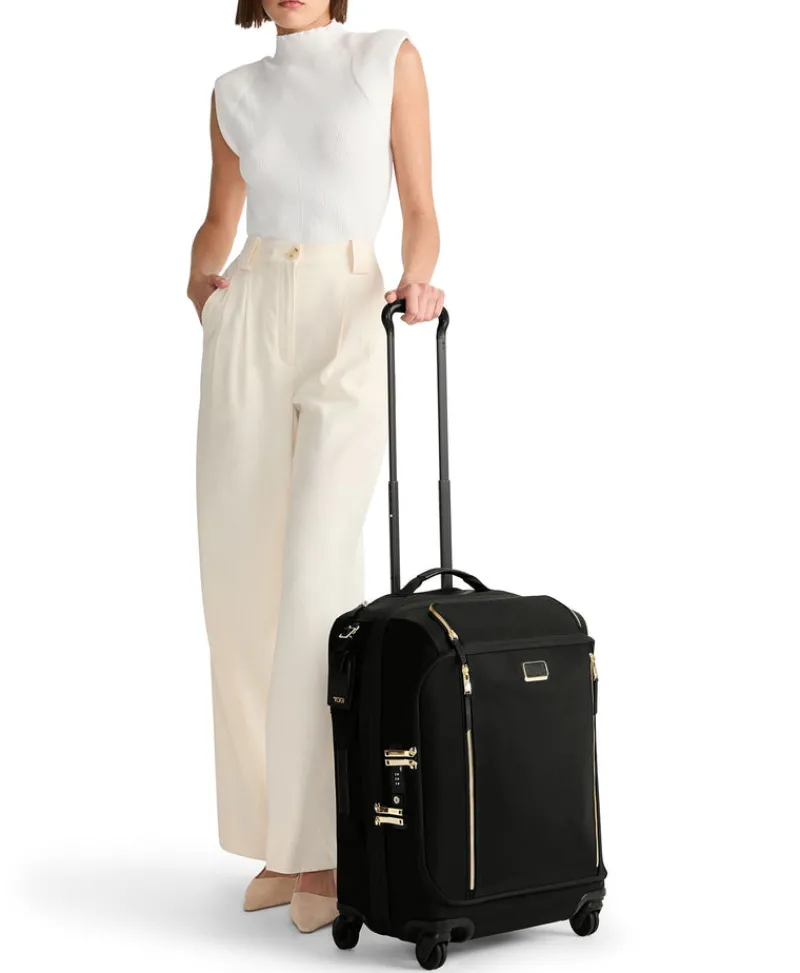 Tumi Softside Luggage | Cabin Luggage-VOYAGEUR LEGER Continental 4 Wheeled Expandable Carry-On - Black/Gunmetal